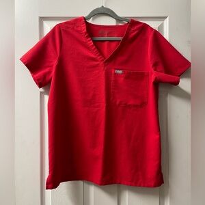 Figs Catarina Scrub Top in Pop Red